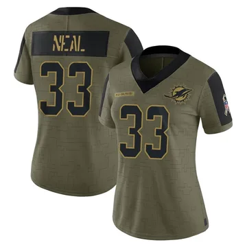 Women's Nike Miami Dolphins Siran Neal Olive 2021 Salute To Service Jersey - Limited