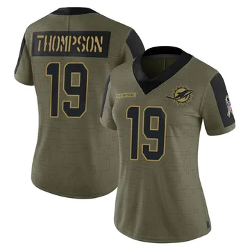 Women's Nike Miami Dolphins Skylar Thompson Olive 2021 Salute To Service Jersey - Limited