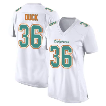 Women's Nike Miami Dolphins Storm Duck White Fashion Jersey - Game