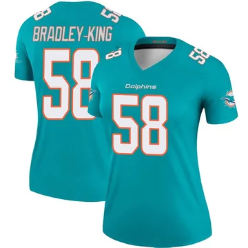 Women's Nike Miami Dolphins William Bradley-King Aqua Jersey - Legend