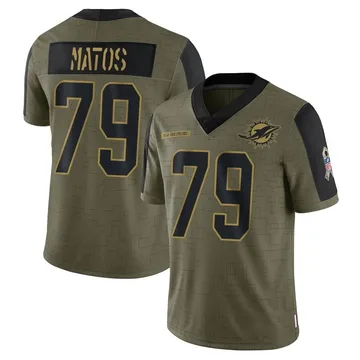 Youth Nike Miami Dolphins Bayron Matos Olive 2021 Salute To Service Jersey - Limited