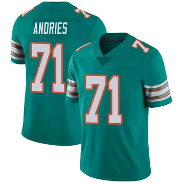 Youth Nike Miami Dolphins Blaise Andries Aqua Alternate Vapor Untouchable Jersey - Limited