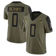 Youth Nike Miami Dolphins Braxton Berrios Olive 2021 Salute To Service Jersey - Limited