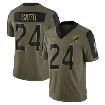 Youth Nike Miami Dolphins Cam Smith Olive 2021 Salute To Service Jersey - Limited