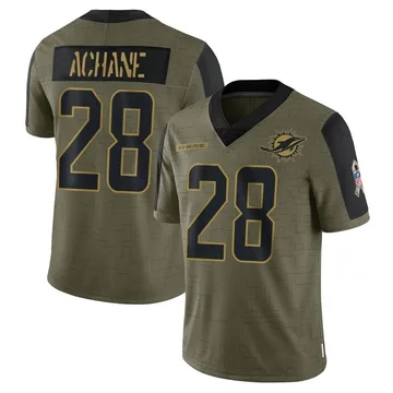 Youth Nike Miami Dolphins De'Von Achane Olive 2021 Salute To Service Jersey - Limited