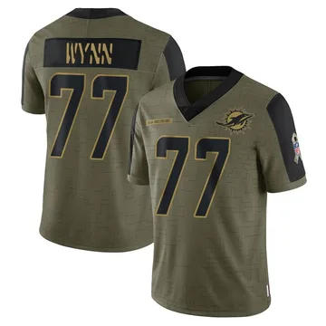 Youth Nike Miami Dolphins Isaiah Wynn Olive 2021 Salute To Service Jersey - Limited