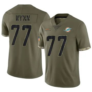 Youth Nike Miami Dolphins Isaiah Wynn Olive 2022 Salute To Service Jersey - Limited