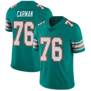 Youth Nike Miami Dolphins Jackson Carman Aqua Alternate Vapor Untouchable Jersey - Limited