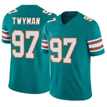 Men's Jaylen Twyman Miami Dolphins No.97 Game Team Color Jersey - Aqua