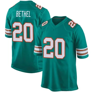 Youth Nike Miami Dolphins Justin Bethel Aqua Alternate Jersey - Game