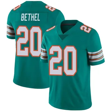 Justin Bethel Men's Nike Aqua Miami Dolphins Custom Game Jersey Size: Medium