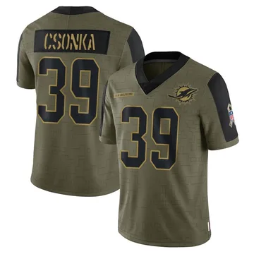 Youth Nike Miami Dolphins Larry Csonka Olive 2021 Salute To Service Jersey - Limited