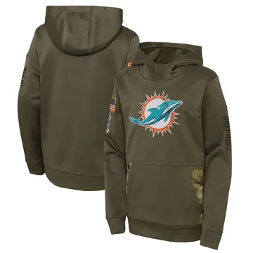 Men's miami dolphins nike olive salute to service sideline clearance therma performance pullover hoodie