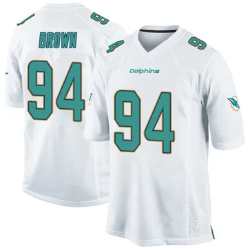 Youth Nike Miami Dolphins Shakel Brown White Jersey - Game