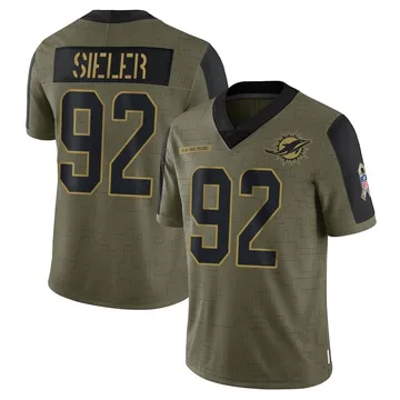 Youth Nike Miami Dolphins Zach Sieler Olive 2021 Salute To Service Jersey - Limited